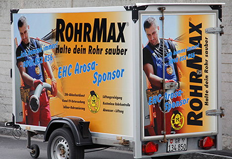 Sponsoring EHC Arosa – remorques d'équipe et publicité sur la glace